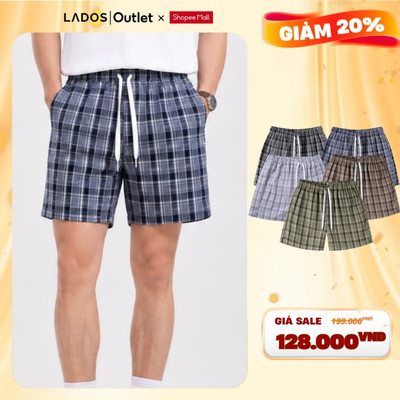 [OUTLET - KHÔNG ĐỔI TRẢ] Quần Đùi Caro Nam LADOS-4192 Chất Thô Tici Cao Cấp, quần đùi nam mặc nhà, mặc ngủ dày có túi
