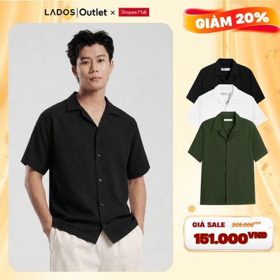 [OUTLET - KHÔNG ĐỔI TRẢ] Áo sơ mi nam ngắn tay cổ vest form đẹp LADOS 8085 vải đũi thấm hút, sang trọng dễ phối đồ