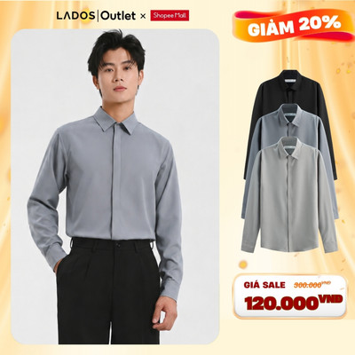 [OUTLET - KHÔNG ĐỔI TRẢ] Áo sơ mi nam dài tay dấu nút vải lụa chéo Hàn LADOS-8119 sang trọng, lịch sự