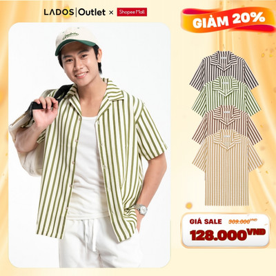 [OUTLET - KHÔNG ĐỔI TRẢ] Áo sơ mi ngắn tay kẻ sọc cổ vest LADOS-8154 kiểu dáng trẻ trung, phong cách Hàn Quốc