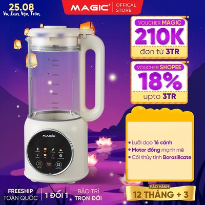 Máy làm sữa hạt đa năng 16 lưỡi dao Magic A-104, Cối thủy tinh 1.8L, Đáy Cối Men Chóng Dính, BH 12TH