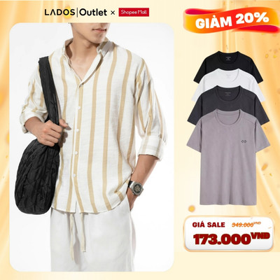 [OUTLET - KHÔNG ĐỔI TRẢ] Áo sơ mi nam kẻ sọc lớn LADOS-8155 vải đũi linen kiểu basic trẻ trung, phong cách Hàn Quốc