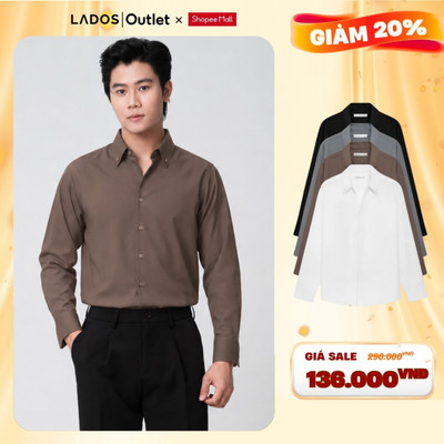 [OUTLET - KHÔNG ĐỔI TRẢ] Áo Sơ Mi Dài Tay Nam Cổ Button Down, Chất Kate lụa Cao Cấp LADOS-8158 Chống Nhăn, Sang Trọng