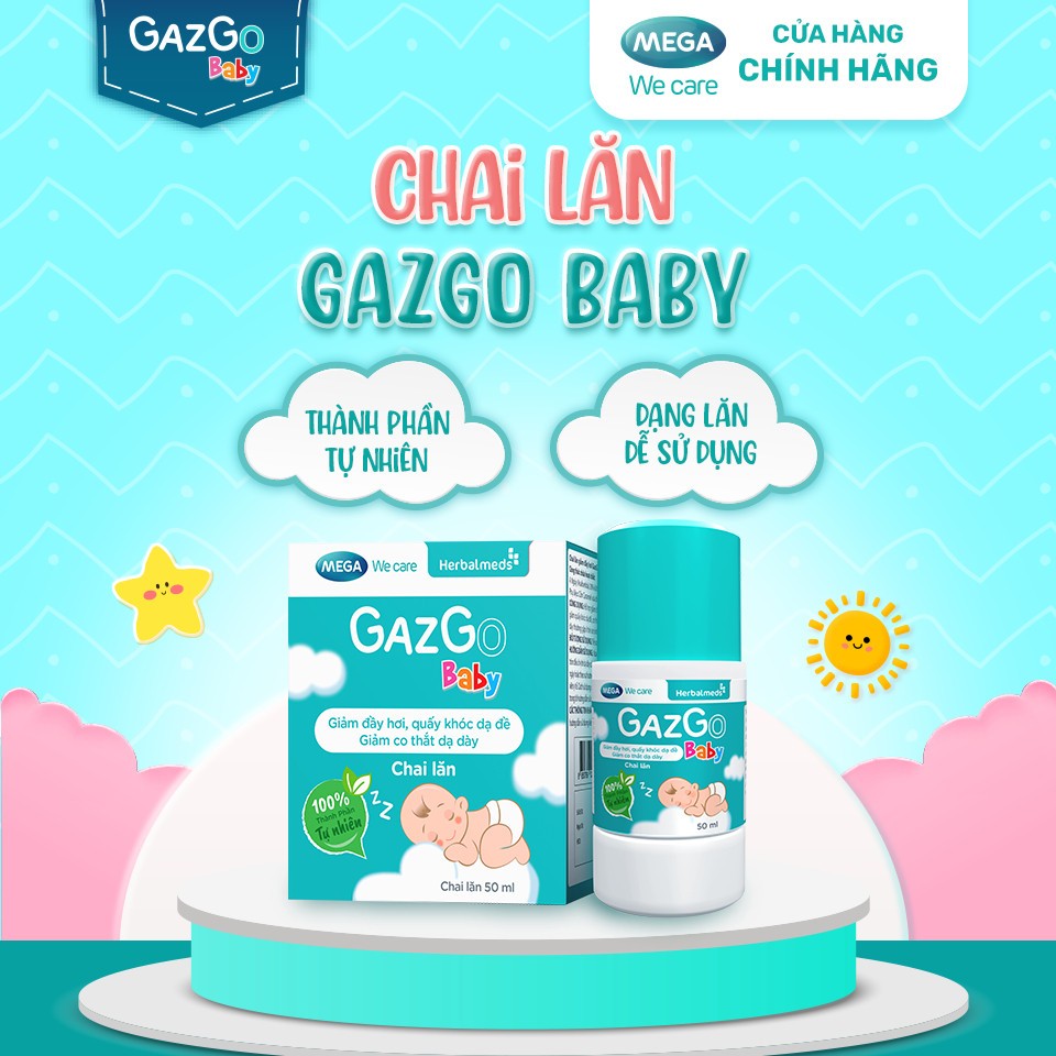[NEW] Chai lăn giúp giảm đầy hơi, quấy khóc dạ đề cho trẻ sơ sinh Mega We Care Gazgo Baby (50ml)