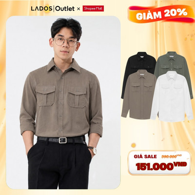 [OUTLET - KHÔNG ĐỔI TRẢ] Áo Sơ Mi Đũi Túi Đắp Nam LADOS-8164 Mát Mềm Rũ, Basic Dễ Phối Đồ, Phong Cách Công Sở Dạo Phố