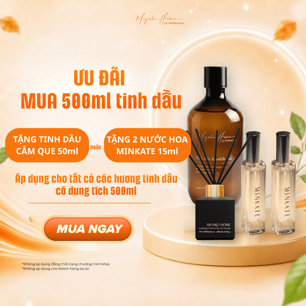 Tinh Dầu Khuếch Tán Thơm Phòng MIYAKO HOME | Hương Sảng Khoái | Bvlgari Aqva | 300-500-1000ml