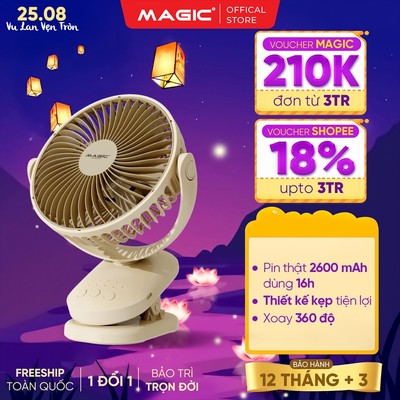 [LIVE] Quạt Tích Điện Kẹp Bàn Magic A-004, Pin Chuẩn 2600mAh, Dùng Liên Tục 16h, BH 12 Tháng