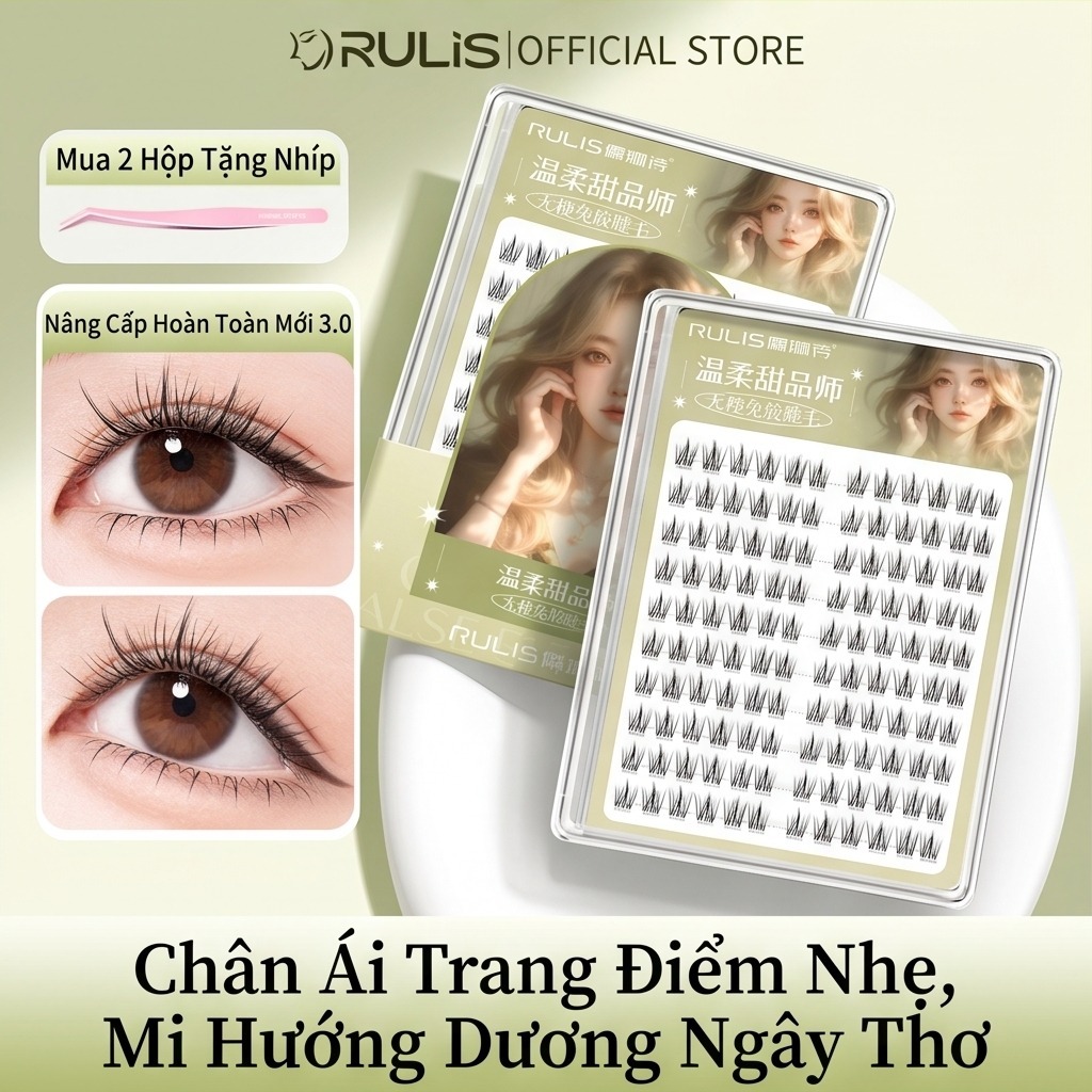 [99k/2 Hộp] RULIS Mi Giả Tự Dính 10H Không Gân, Bếp Ngọt Dịu Dàng, Đen Nhẹ, Dễ Dùng Đẹp tặng 1 nhíp/