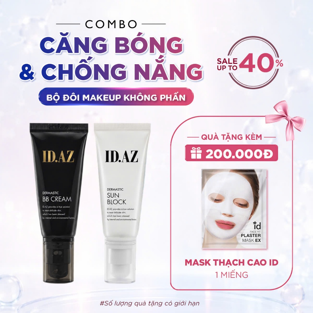 [Tặng 1 Miếng Mặt Nạ Thạch Cao] Combo makeup nuôi dưỡng, chống nắng tối đa dưỡng trắng bảo vệ da id 
