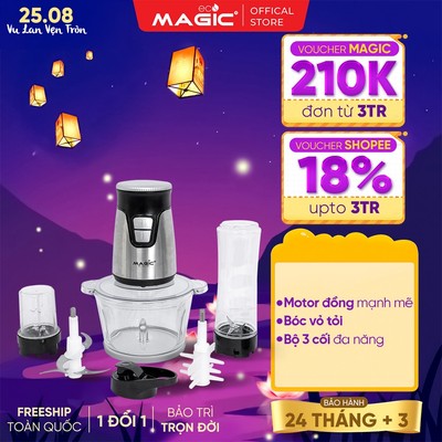 Máy xay đa năng Magic Eco AC-17, 3 cối xay độc lập, lưỡi dao kép 4D - Hàng chính hãng