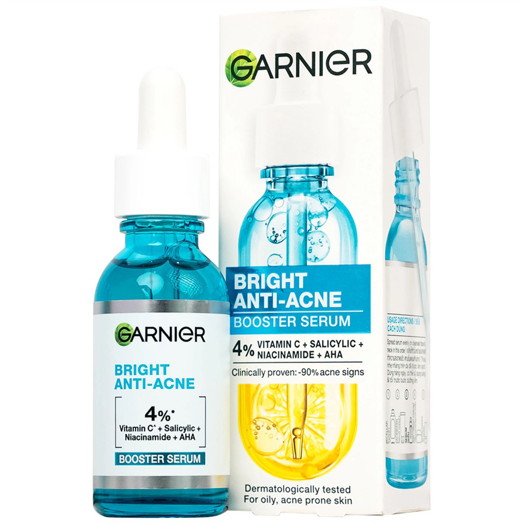 Serum Garnier Giảm Mụn Sáng Da Skin Naturals Bright Complete Anti-Acne Booster Serum 30ml