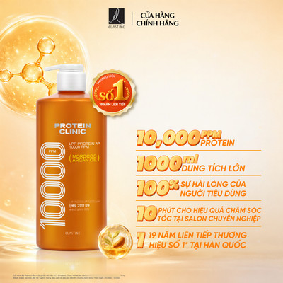 [Shopee Sinh Viên] Dầu Gội Dưỡng Tóc Suôn Mượt ELASTINE PROTEIN CLINIC 10000 Phục Hồi Xơ Rối Bóng Khỏe 1000ML