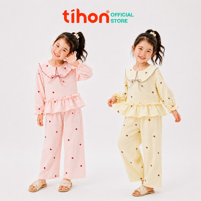Set bộ bé gái TIHON cao cấp chất liệu thô mềm thoáng mát họa tiết ngựa xinh yêu SET0744358