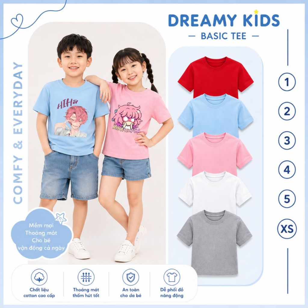 Aó thun trẻ em in hình HIHA của sinh tố team kiểu dáng mới