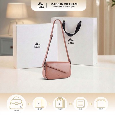 Bộ hộp quà trắng LATA (Túi đeo chéo nữ LATA HN150 + Hộp quà HQ2T + Túi giấy TG2T + Túi rút BVR3838 + Thiệp cảm ơn BT1)