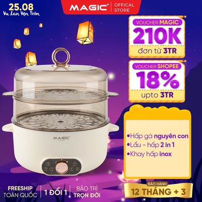 Nồi hấp thủy nhiệt Magic A-092, dung tích 5L, công suất 1600W, bảo hành 12 tháng