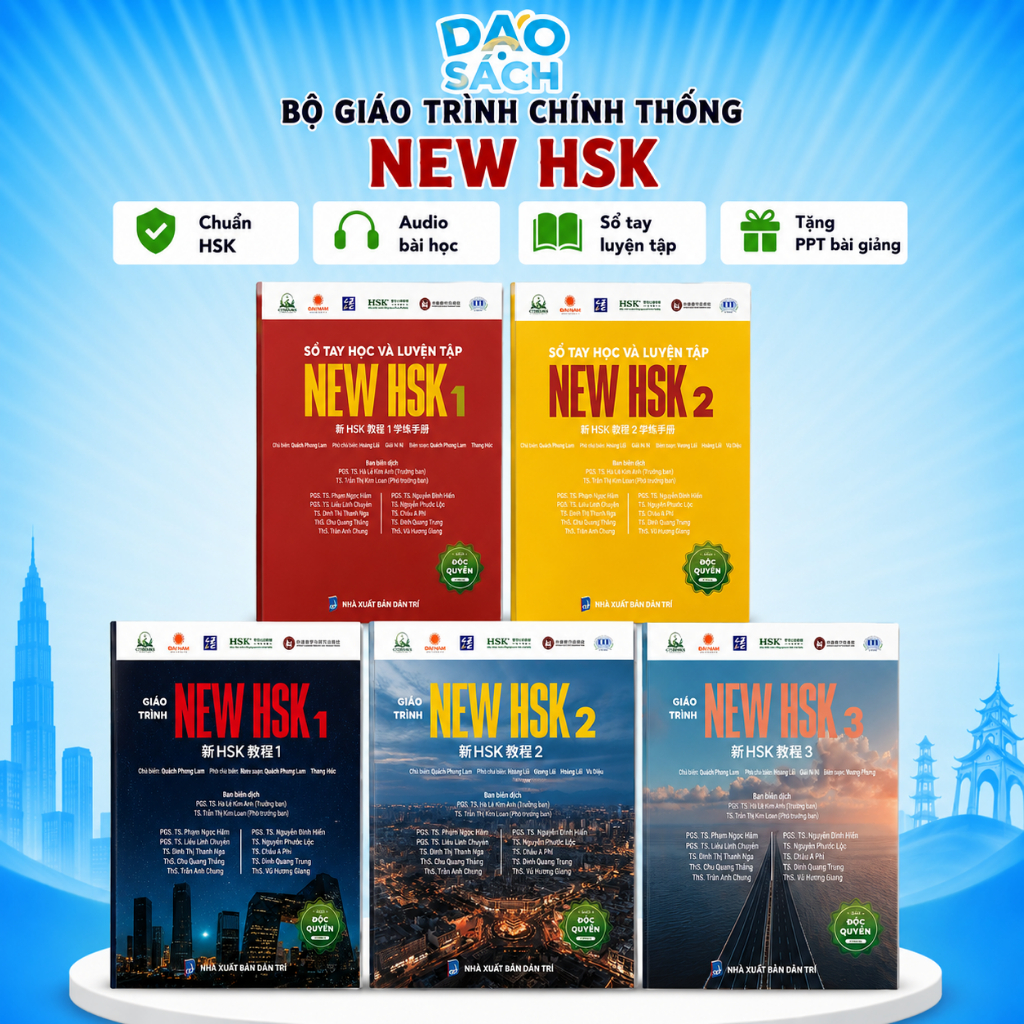 Combo Sách Giáo Trình New HSK 1+2+3 Và Sổ Tay Học & Luyện Tập New HSK 1+2 Chuẩn HSK Chính Thống