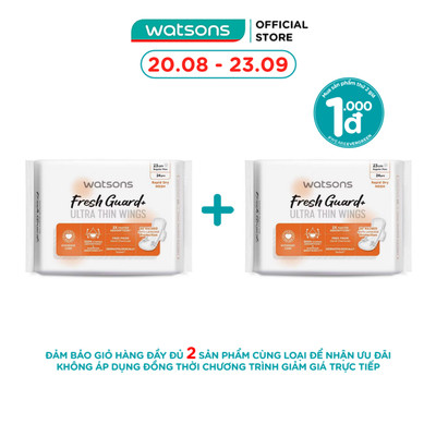 Băng Vệ Sinh Ban Ngày Siêu Mỏng Có Cánh Watsons Fresh Guard+ 23cm 24 Miếng