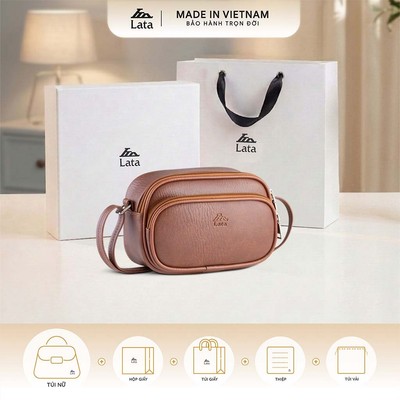 Bộ hộp quà trắng LATA (Túi đeo chéo nữ LATA HN159 + Hộp quà HQ2T + Túi giấy TG2T + Túi rút BVR3838 + Thiệp cảm ơn BT1)