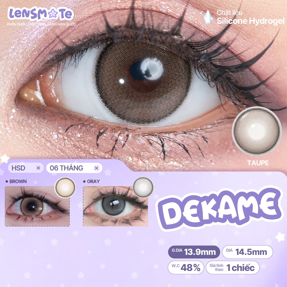 Kính áp tròng cận 6 tháng LENS MATE lens hàn quốc có viền tròn mắt trong veo 14.5 chính hãng ISHA DE