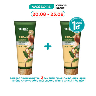 Kem Ủ Tóc Naturals By Watsons Repairing Phục Hồi Tóc Hư Tổn Chiết Xuất Dầu Argan 200ml