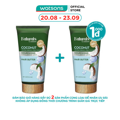Kem Ủ Tóc Naturals By Watsons Nourishing Cấp Ẩm Chiết Xuất Dầu Dừa Và Bơ Hạt Mỡ 150ml