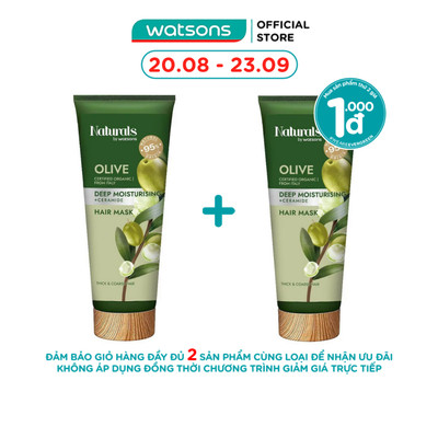 Kem Ủ Tóc Naturals By Watsons Deep Moisturishing Dưỡng Ẩm Sâu Chiết Xuất Olive 200ml