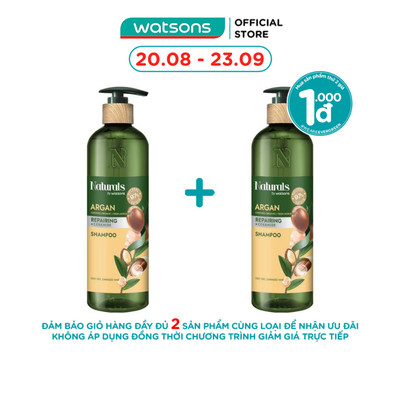 Dầu Gội Naturals By Watsons Repairing Phục Hồi Tóc Hư Tổn Chiết Xuất Dầu Argan 490ml.