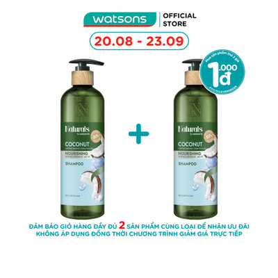 Dầu Gội Naturals By Watsons Nourishing Cấp Ẩm Chiết Xuất Dầu Dừa 490ml