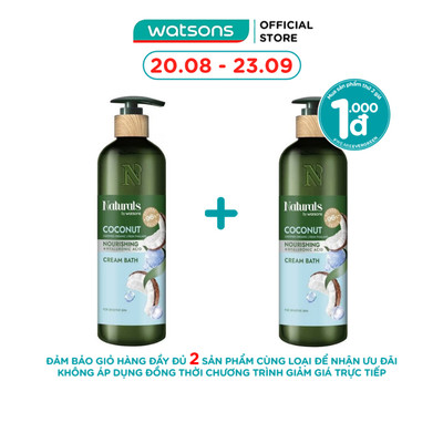 Kem Tắm Naturals By Watsons Nourishing Cấp Ẩm Chiết Xuất Dầu Dừa 490ml