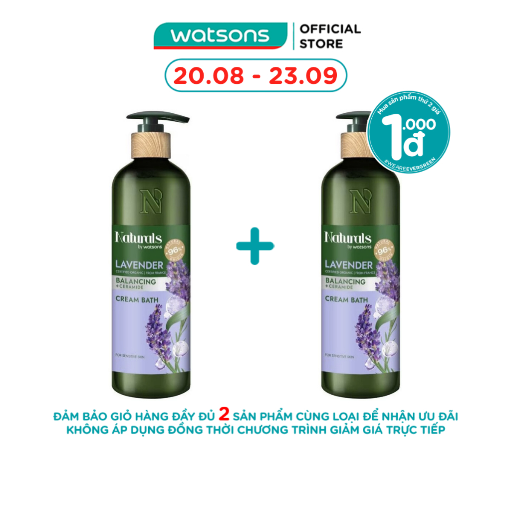 Kem Tắm Naturals By Watsons Balancing Cân Bằng Độ Ẩm Chiết Xuất Lavender 490ml