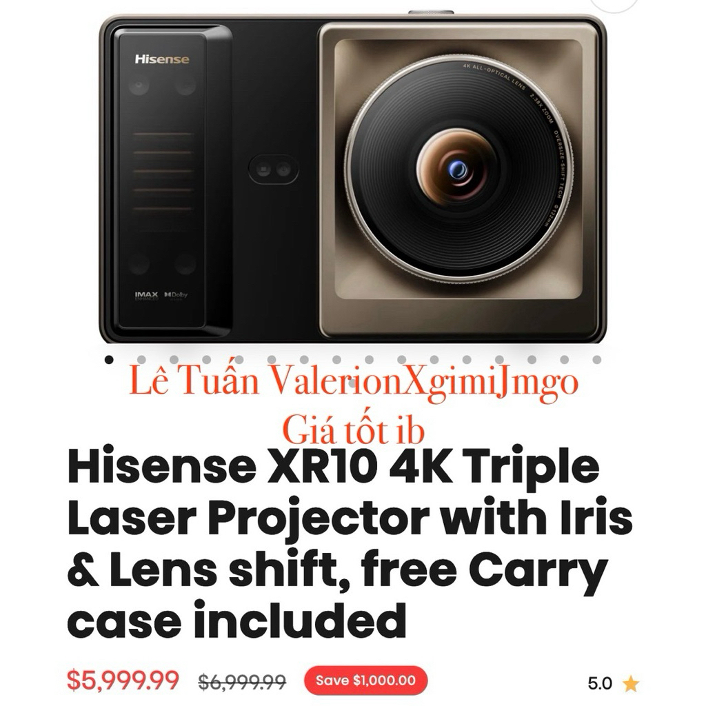 Máy Chiếu Hisense XR10. 4K 6000ansi Global Version Netflix Chính Chủ Giá Shopee SAI giá đúng ib, Chí