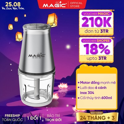 Máy xay thịt Magic Eco AC-14, lưỡi dao inox 6 cánh, cối thủy tinh, công suất 300W, BH 24 tháng