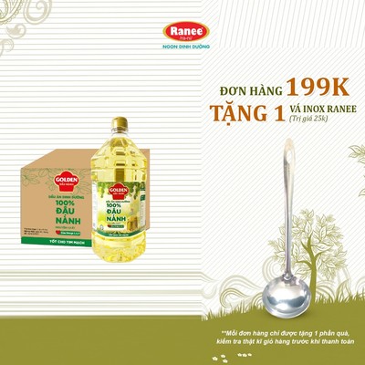 {Đơn 199k tặng vá inox } Thùng Dầu Đậu Nành cao cấp Golden 2 lít (2 lít x 6 chai)