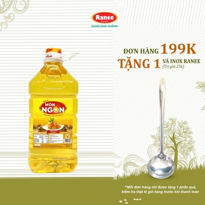 {Đơn 199k tặng vá inox } Dầu ăn Món Ngon 4.7lit (4.7 lit/ chai) - 2 chai Bếp Vàng 2 lít (2 lit/ chai)