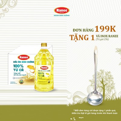{Đơn 199k tặng vá inox } Thùng dầu ăn dinh dưỡng Ranee 2 lít (6 chai)