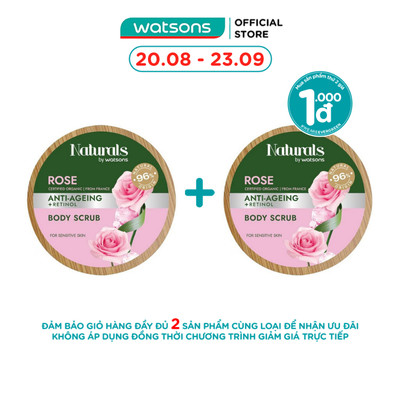 Tẩy Tế Bào Chết Cơ Thể Naturals By Watsons Anti-ageing Chống Lão Hoá Da Chiết Xuất Hoa Hồng 200g