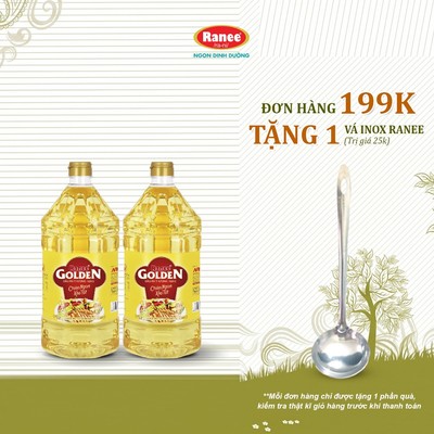 {Đơn 199k tặng vá inox } Combo 2 chai dầu ăn Ranee Golden 2 lít (2 lít/chai x 2 chai)