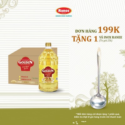 {Đơn 199k tặng vá inox } Thùng dầu ăn Ranee Golden 2 lít (2 lít x 6 chai)