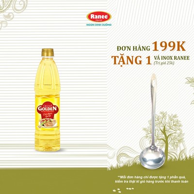 {Đơn 199k tặng vá inox } Dầu ăn thượng hạng Ranee Golden 1 lít