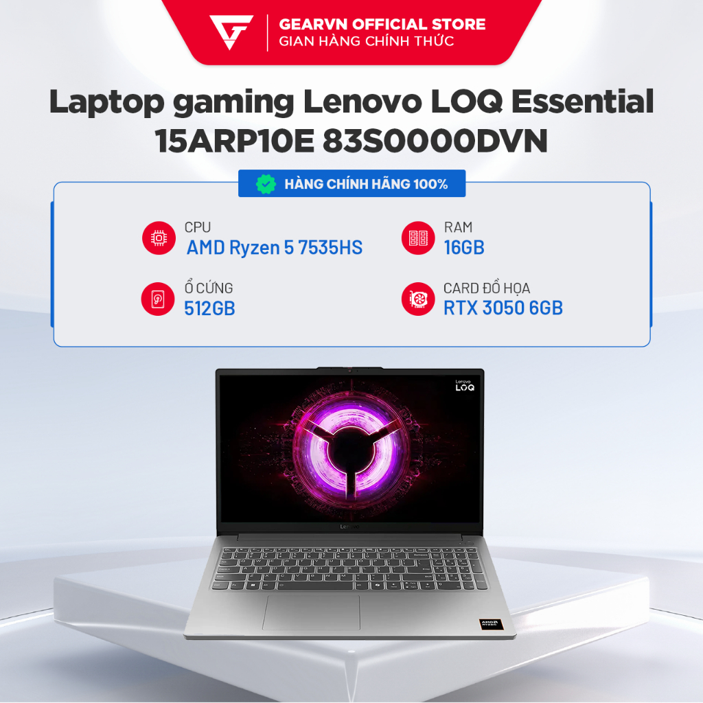 Laptop gaming Lenovo LOQ Essential 15ARP10E 83S0000DVN | Ryzen 5 7535HS | RTX 3050 6GB | 16GB | 512G