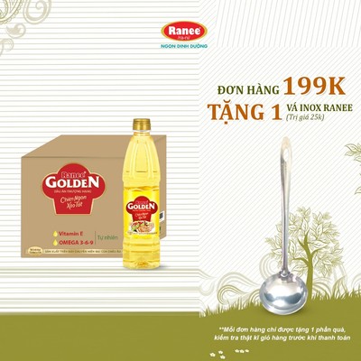 {Đơn 199k tặng vá inox } Thùng dầu ăn Ranee Golden 1 lít (1 lít x 12 chai)