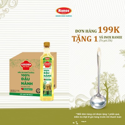 {Đơn 199k tặng vá inox }Thùng Dầu Đậu Nành cao cấp Golden 1 lít (1 lít x 12 chai)