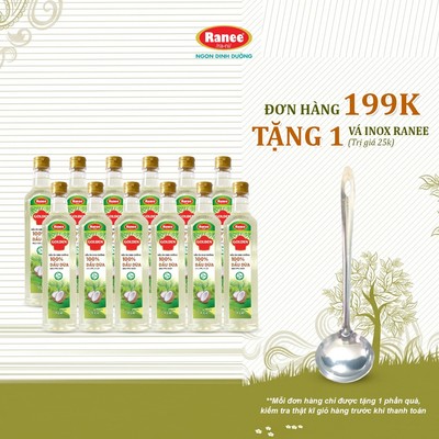 {Đơn 199k tặng vá inox } Thùng 12 chai Dầu DỪA Dinh dưỡng Golden 1 lít (12 chai x 1 lít)
