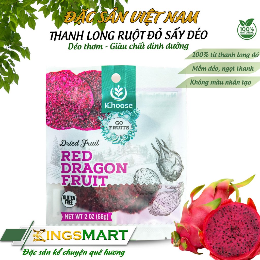 [Hàng tặng] Thanh long ruột đỏ sấy dẻo - Mềm, dẻo, ngọt - IChoose - túi 56g - Kingsmart