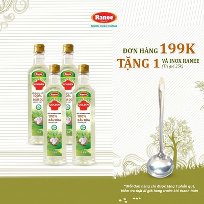 {Đơn 199k tặng vá inox } Combo 4 chai Dầu Dừa Dinh dưỡng Golden 1 lít (4 chai x 1 lít)
