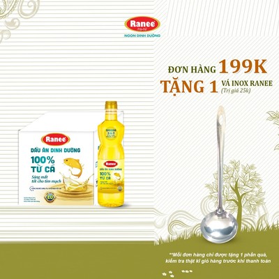 {Đơn 199k tặng vá inox } Thùng dầu ăn dinh dưỡng Ranee 950ml (950ml/chai x 12 chai)