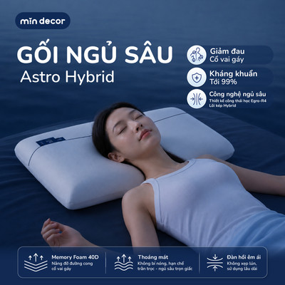 [HOẢ TỐC] Gối Ngủ Sâu Astro Hybrid Mịn Decor, Gối Deep Sleep Pro Công Thái Học Chống Đau Cổ Vai Gáy