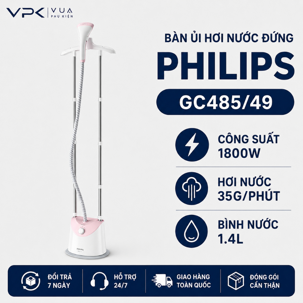 Bàn Ủi Hơi Nước Philips Đứng Philips GC485 - Hàng chính hãng