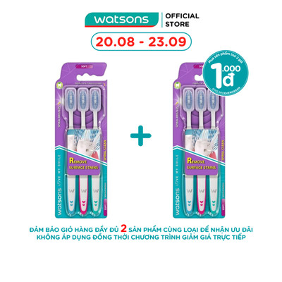 Bàn Chải Đánh Răng Watsons Spiral Clean Toothbrush (Soft)3 cây